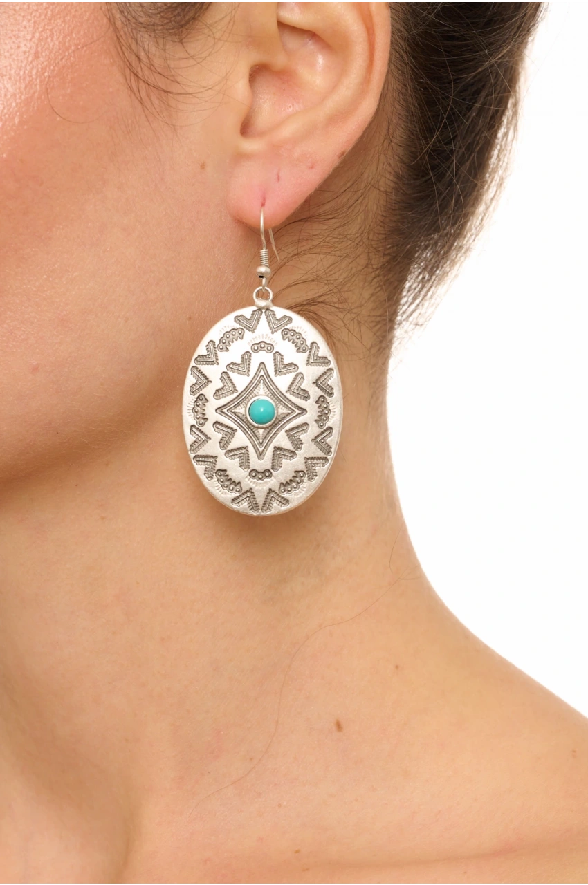 Kiraz Turquoise Stoned Silver Plated Earring