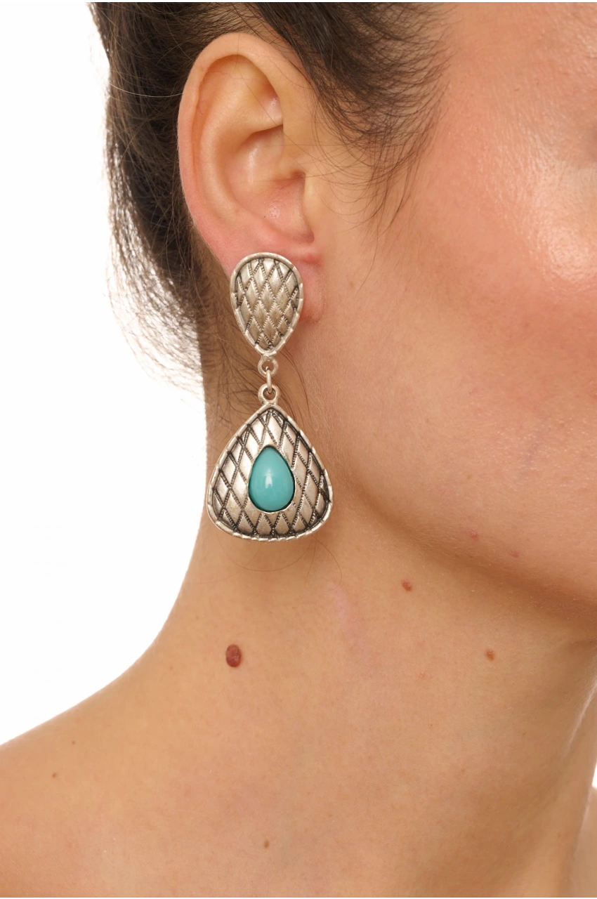 Kiraz Turquoise Stoned Silver Plated Earring