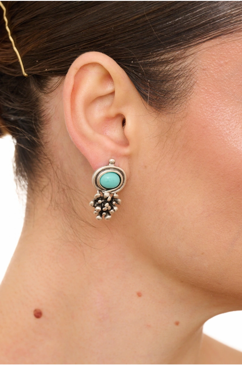 Kiraz Turquoise Stoned Silver Plated Earring