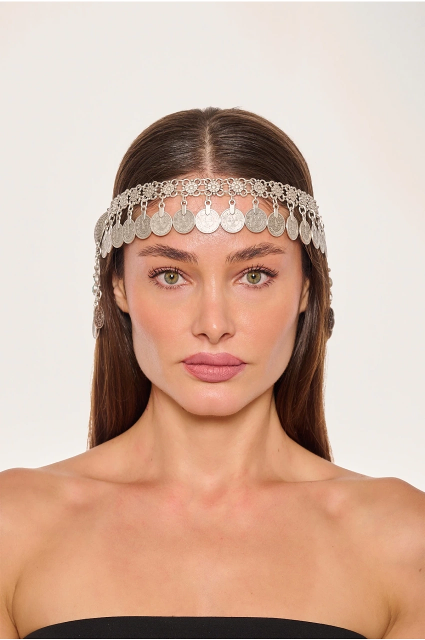 Kiraz Turquoise Stoned Silver Plated Head Accessory