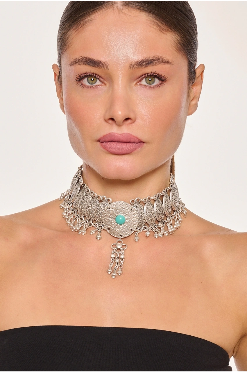 Kiraz Turquoise Stoned Silver Plated Necklace