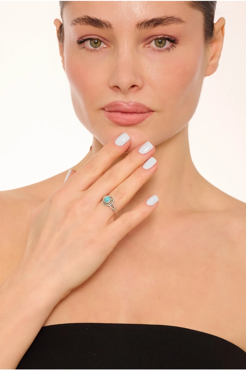 Kiraz Turquoise Stoned Silver Plated Ring