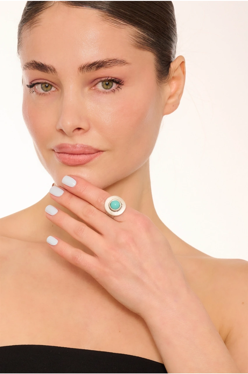 Kiraz Turquoise Stoned Silver Plated Ring