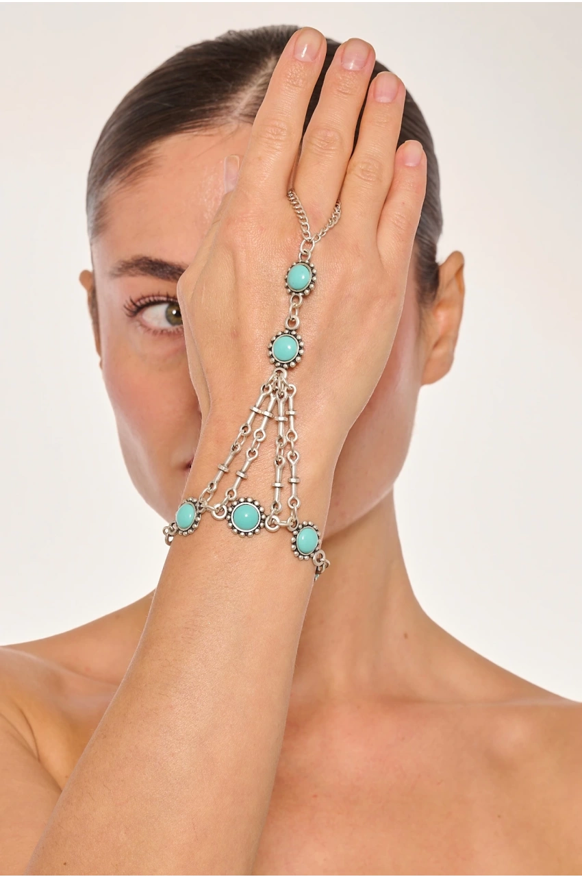 Kiraz Turquoise Stoned Silver Plated Shahmaran Bracelet