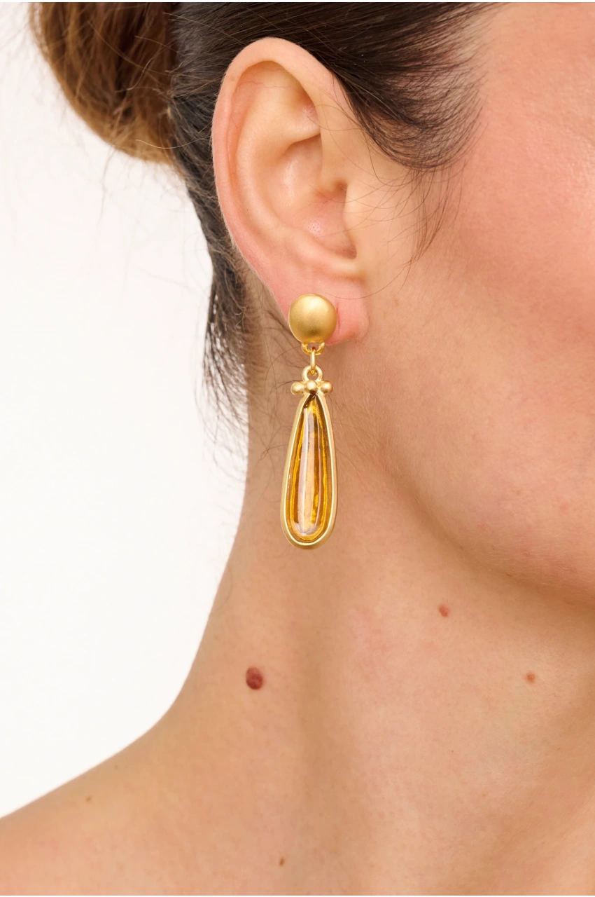 Kiraz Yellow Enameld Gold Plated Earring