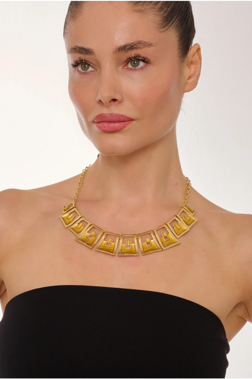 Kiraz Yellow Enameld Gold Plated Necklace