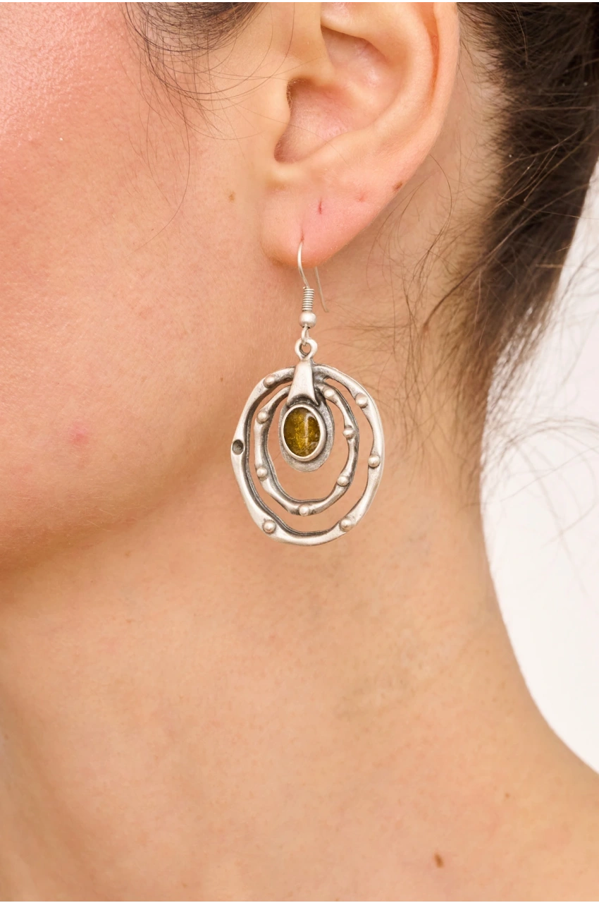 Kiraz Yellow Enameld Silver Plated Earring