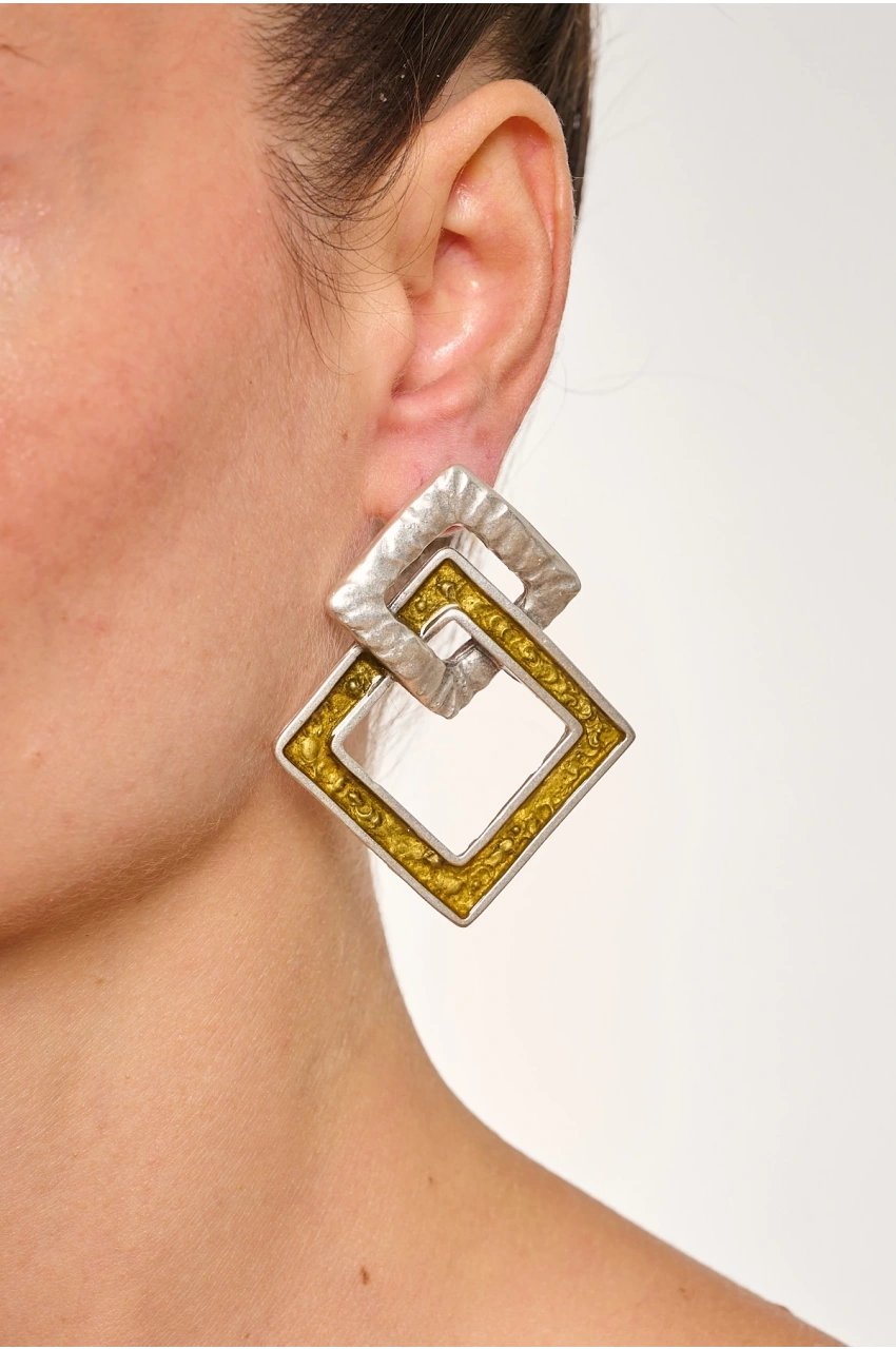 Kiraz Yellow Enameld Silver Plated Earring