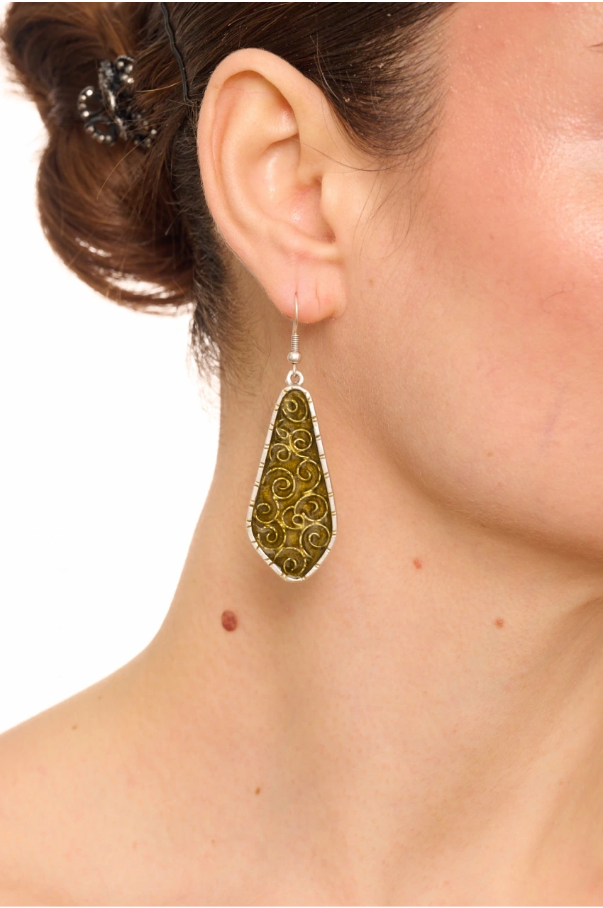 Kiraz Yellow Enameld Silver Plated Earring