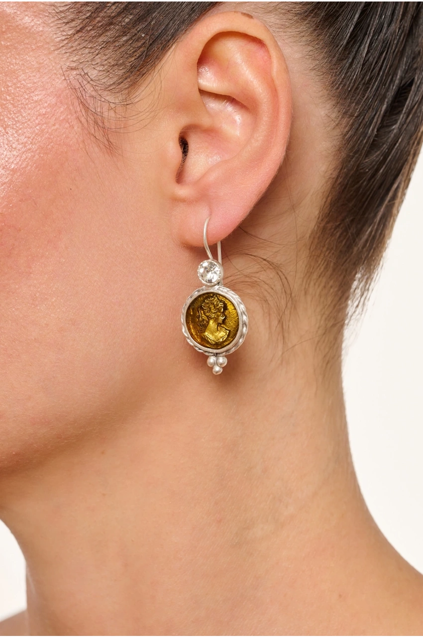 Kiraz Yellow Enameld Silver Plated Earring