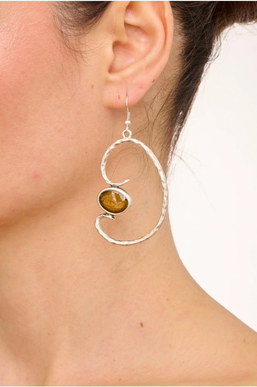 Kiraz Yellow Enameld Silver Plated Earring