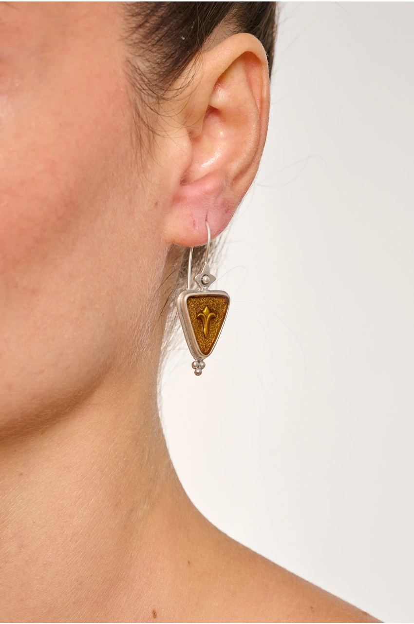 Kiraz Yellow Enameld Silver Plated Earring