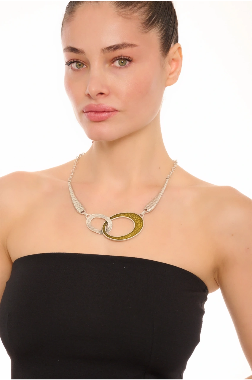 Kiraz Yellow Enameld Silver Plated Necklace