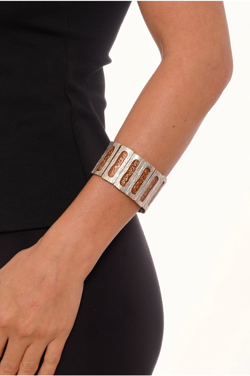 Kiraz Orange Enameled Silver Plated Bracelet