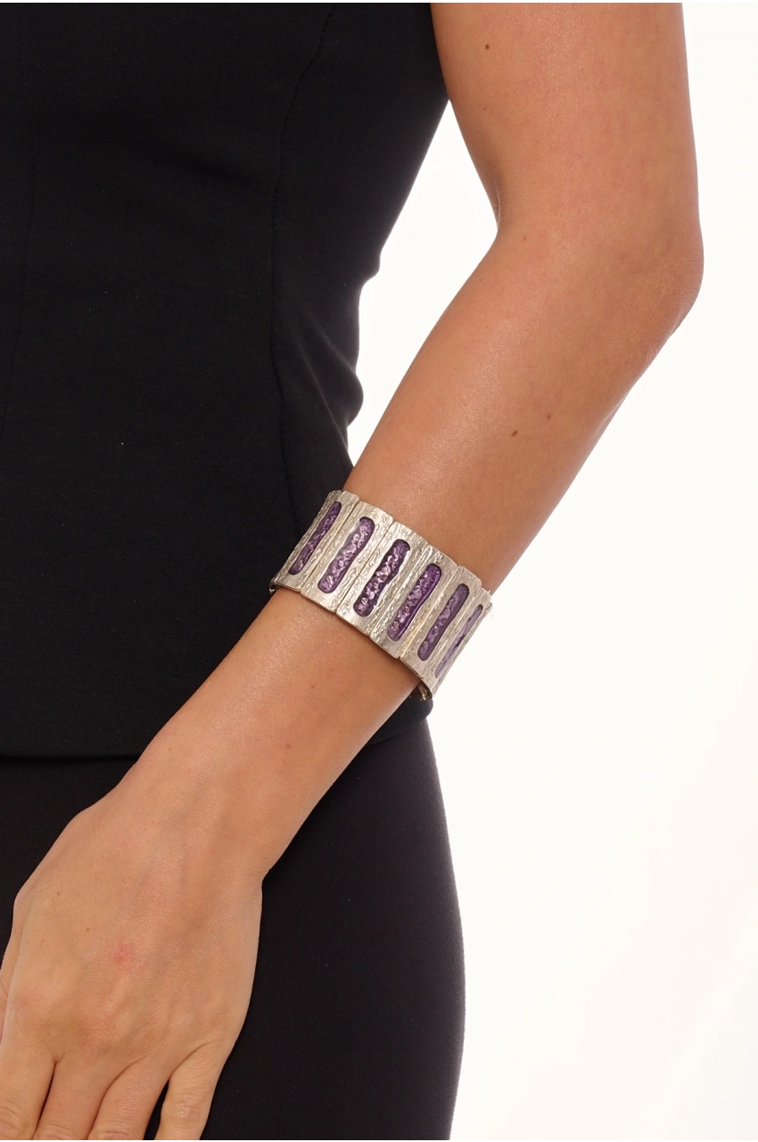 Kiraz Purple Enameled Silver Plated Bracelet