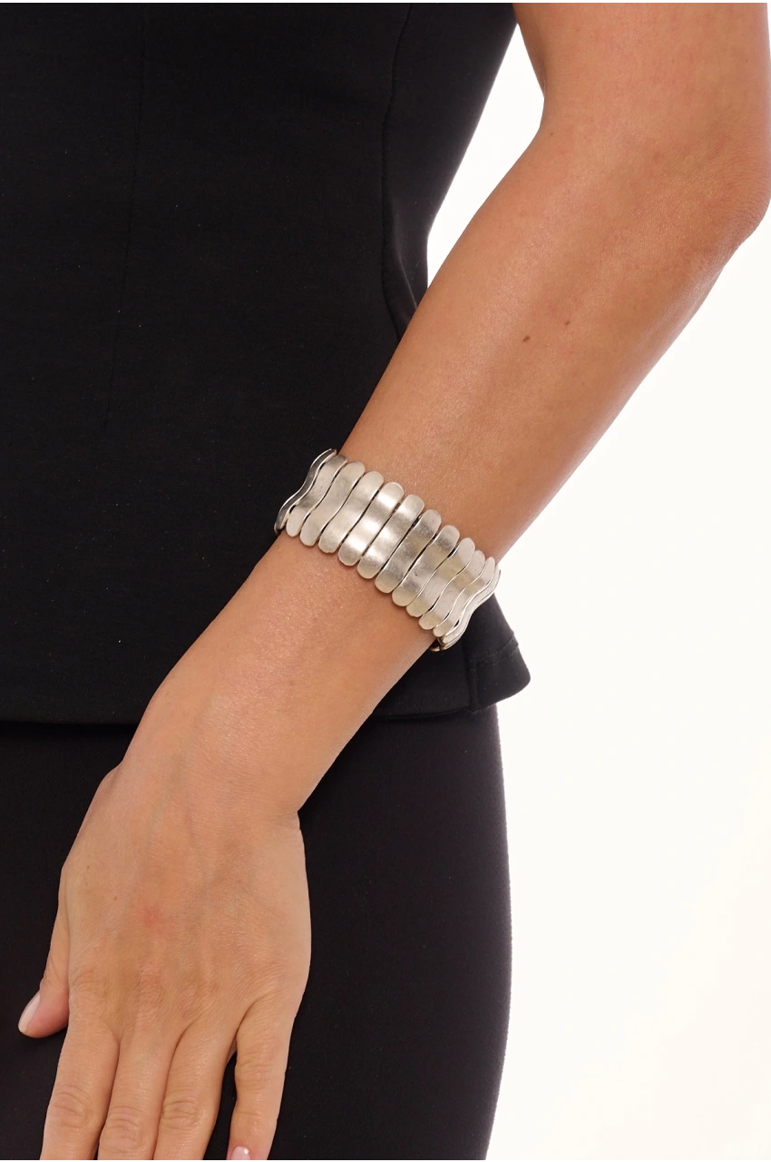 Kiraz Elastic Silver Plated Bracelet