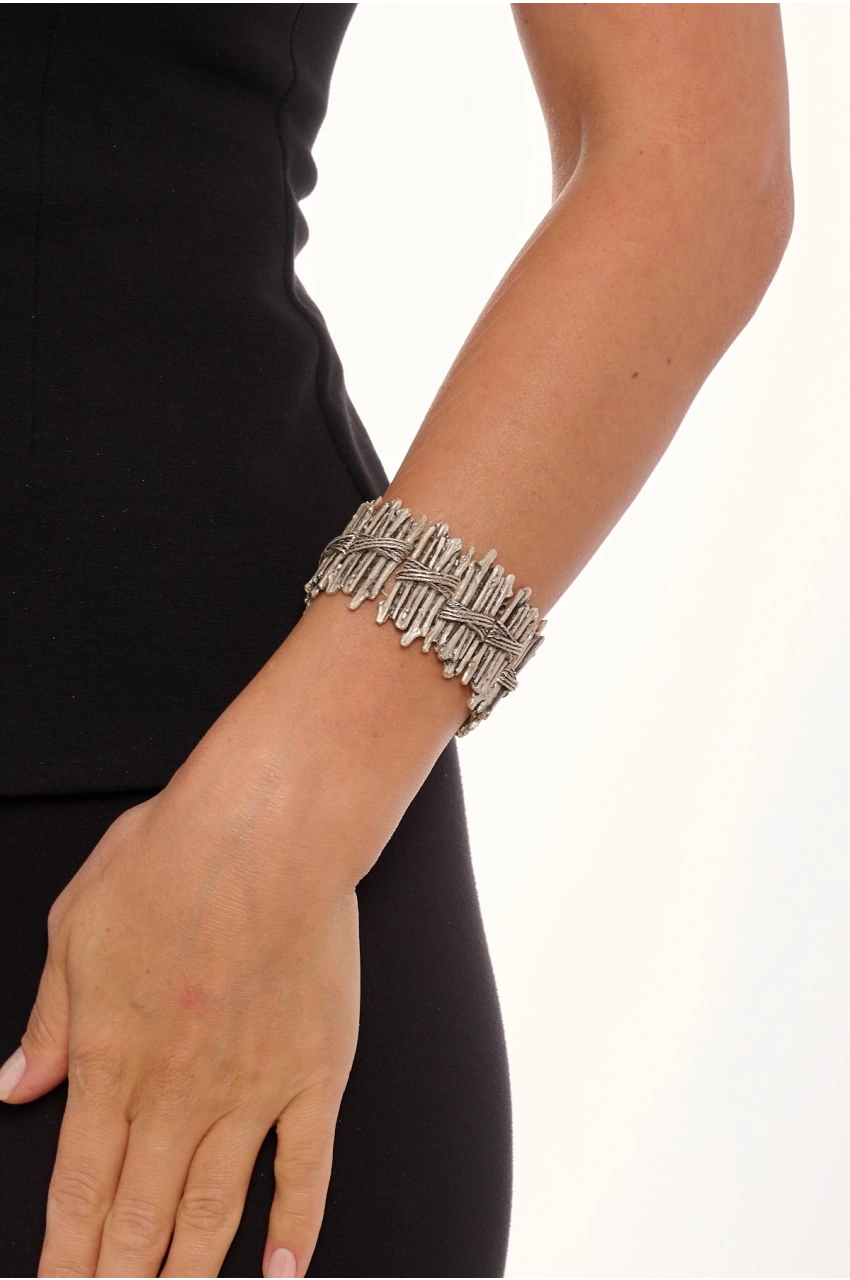 Kiraz Elastic Silver Plated Bracelet