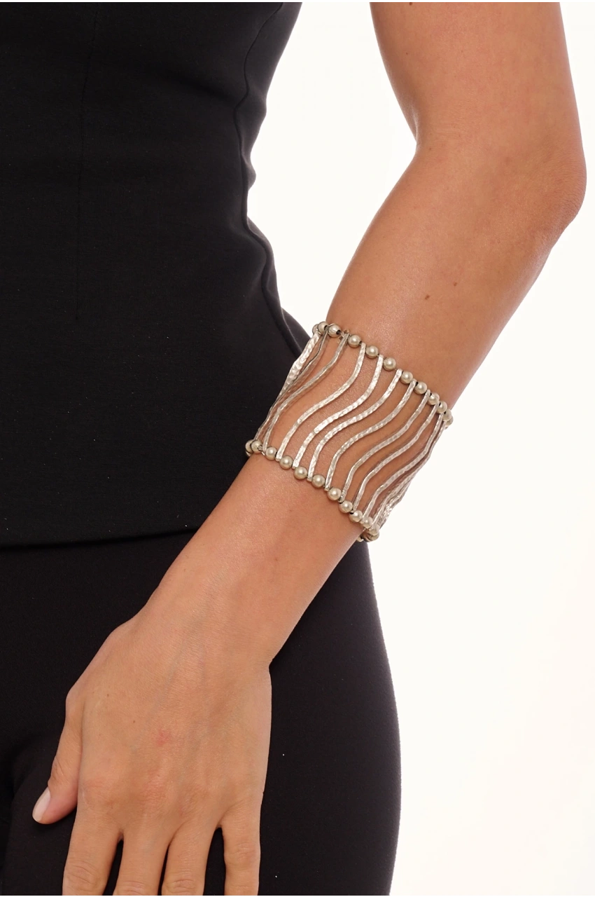 Kiraz Elastic Silver Plated Bracelet