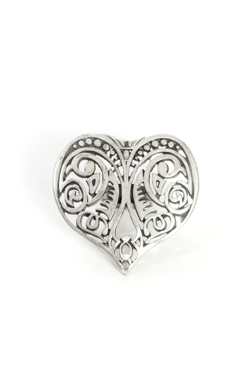 Tribal Patterned Heart Ring