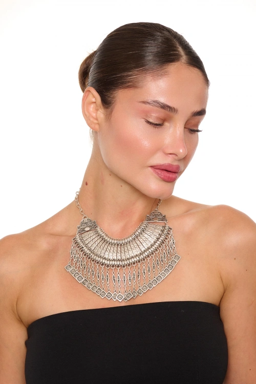 Kiraz Cleopatra Silver Plated Necklace