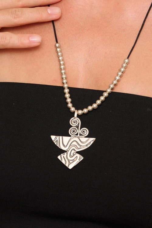 Kiraz Leather Rope Silver Plated Necklace