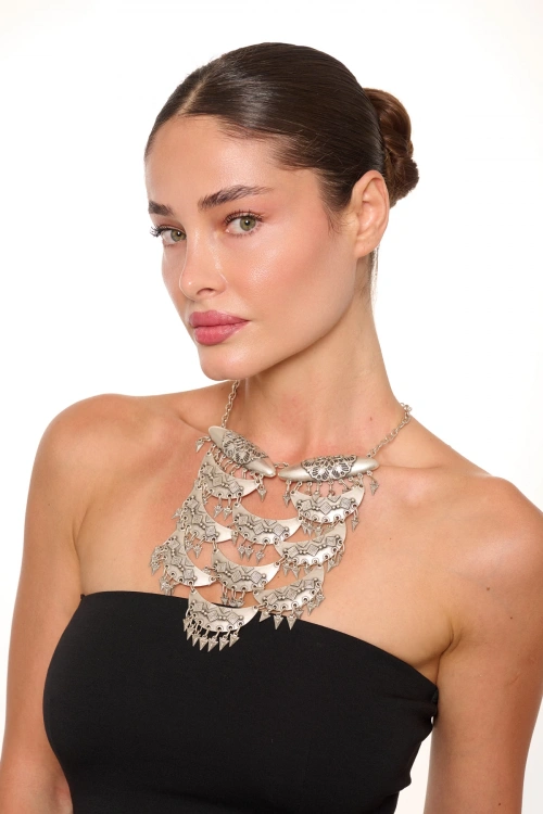 Kiraz Flowing Silver Plated Necklace
