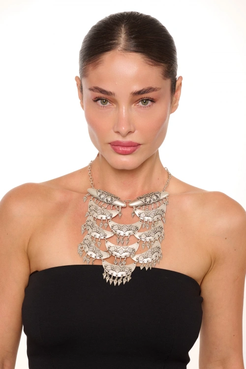 Kiraz Flowing Silver Plated Necklace