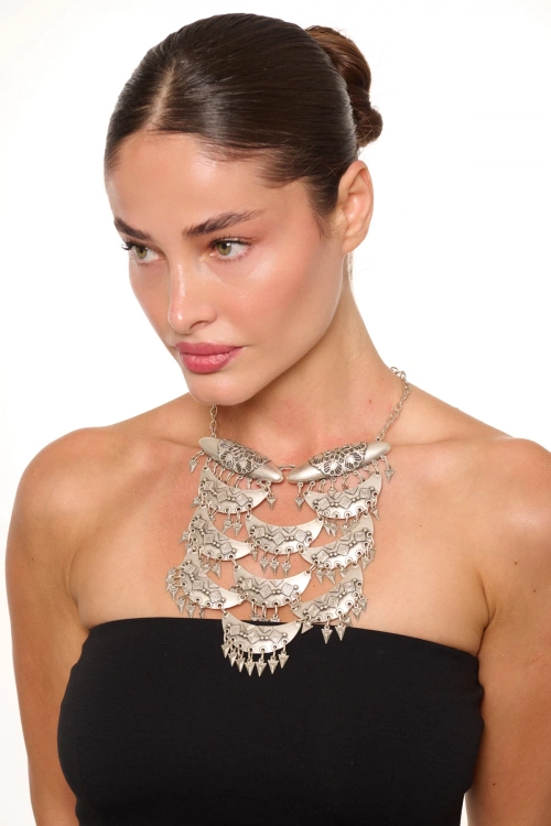 Kiraz Flowing Silver Plated Necklace