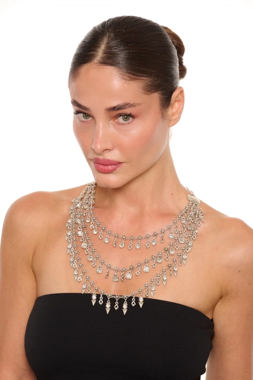 Kiraz Stoned Silver Plated Necklace