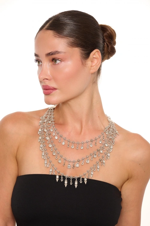 Kiraz Stoned Silver Plated Necklace