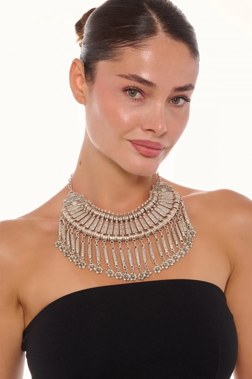 Kiraz Cleopatra Silver Plated Necklace