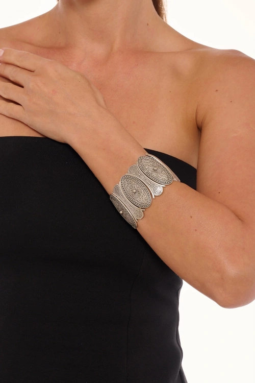 Kiraz Elastic Silver Plated Bracelet