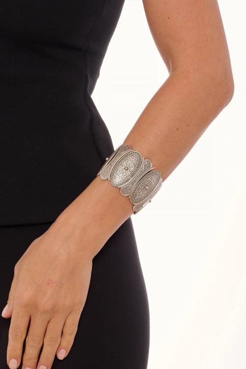 Kiraz Elastic Silver Plated Bracelet
