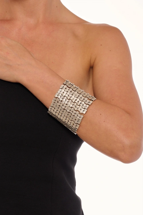 Kiraz Elastic Silver Plated Bracelet