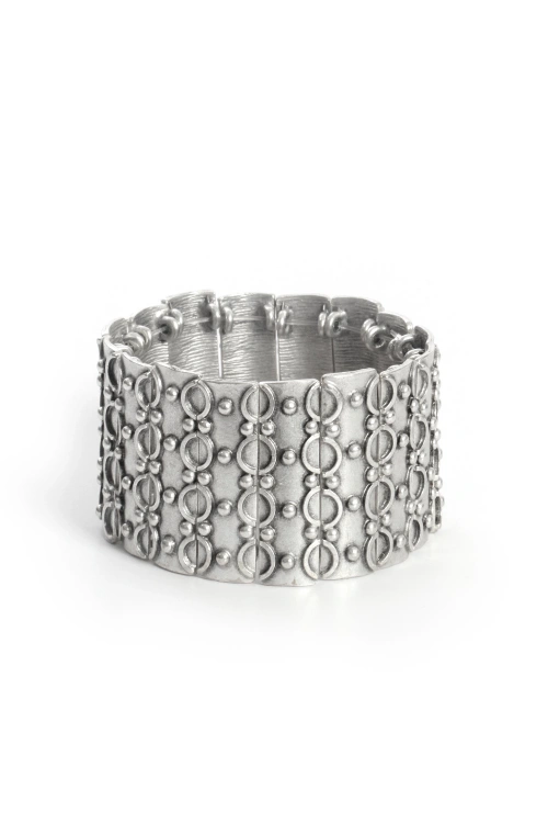 Kiraz Elastic Silver Plated Bracelet