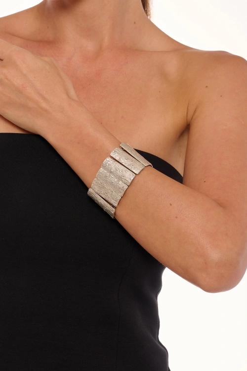 Kiraz Elastic Silver Plated Bracelet