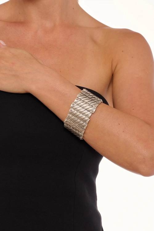 Kiraz Elastic Silver Plated Bracelet