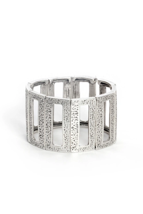 Antique Silver-Plated, Expanding, Rectangular Shape Bracelet