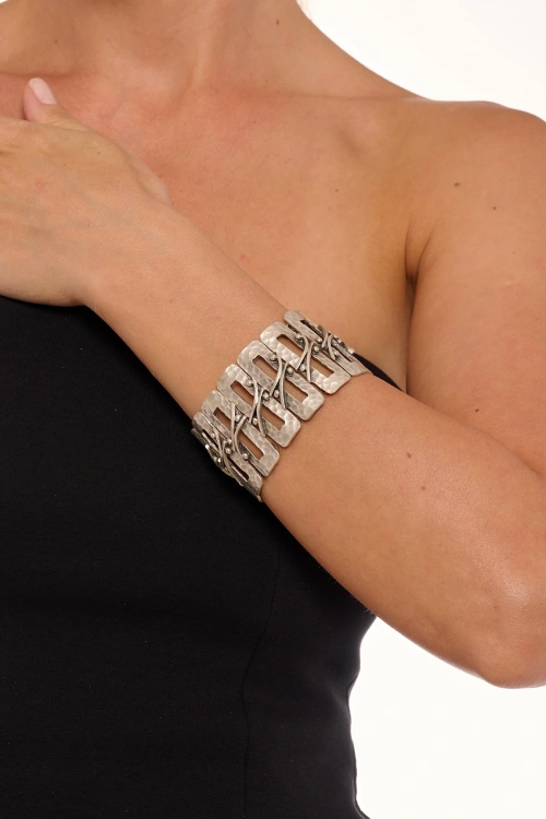 Kiraz Elastic Silver Plated Bracelet