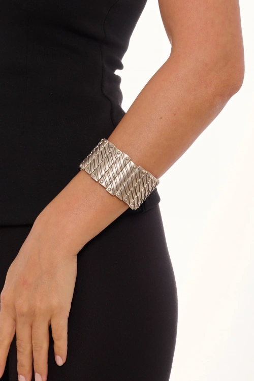 Kiraz Elastic Silver Plated Bracelet