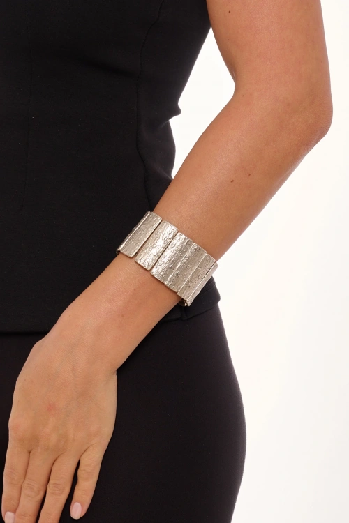 Kiraz Elastic Silver Plated Bracelet