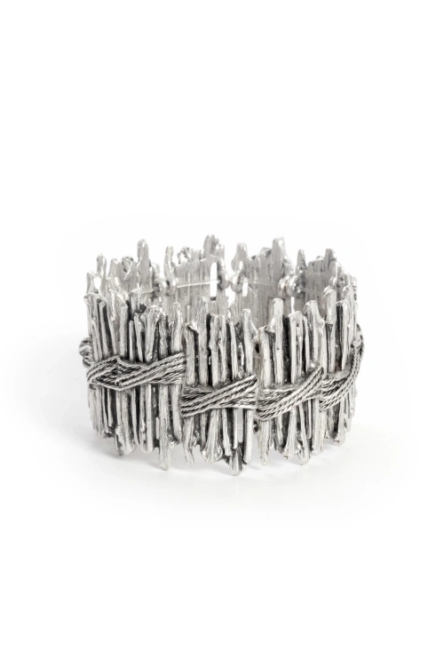 Kiraz Elastic Silver Plated Bracelet