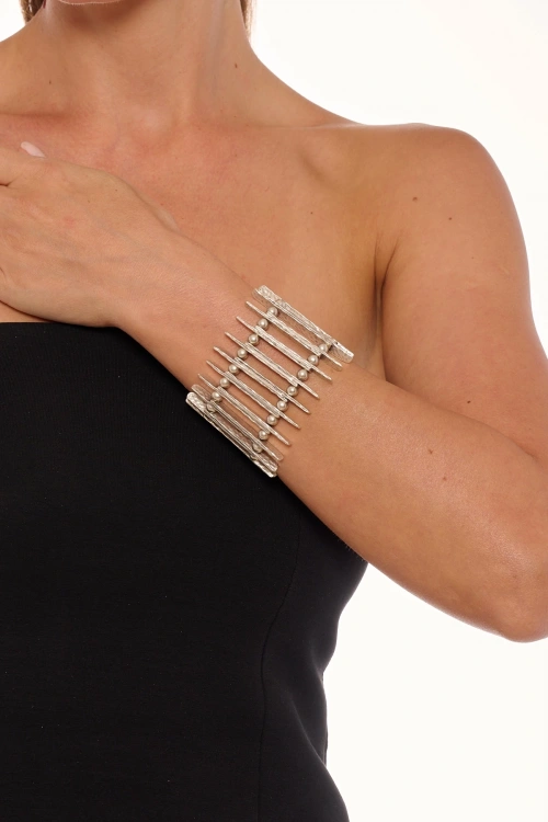 Kiraz Elastic Silver Plated Bracelet