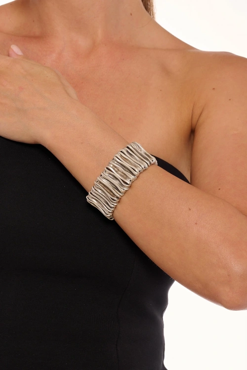 Kiraz Elastic Silver Plated Bracelet