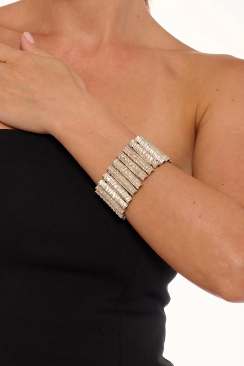 Kiraz Elastic Silver Plated Bracelet