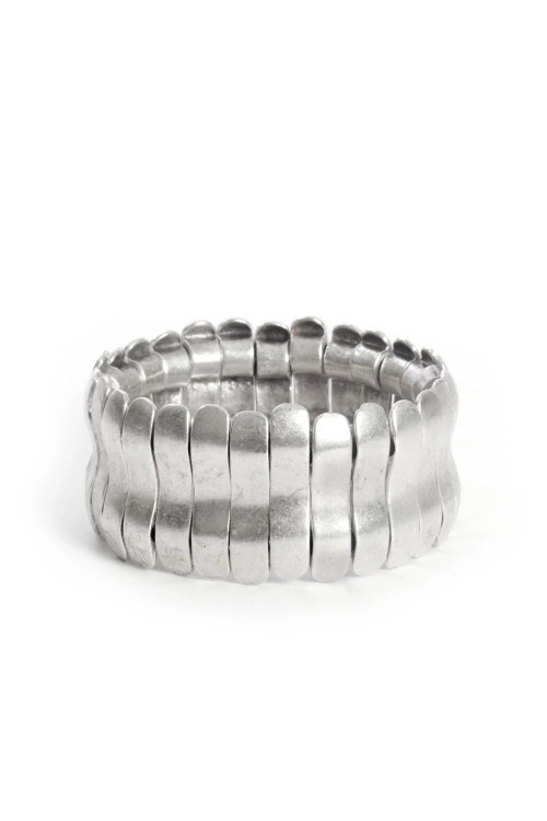 Kiraz Elastic Silver Plated Bracelet