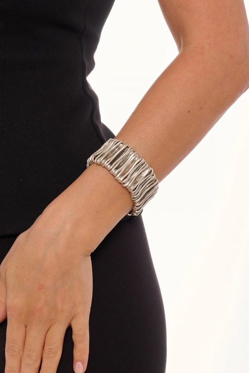 Kiraz Elastic Silver Plated Bracelet