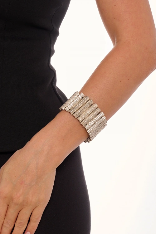 Kiraz Elastic Silver Plated Bracelet