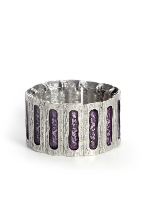 Kiraz Purple Enameled Silver Plated Bracelet