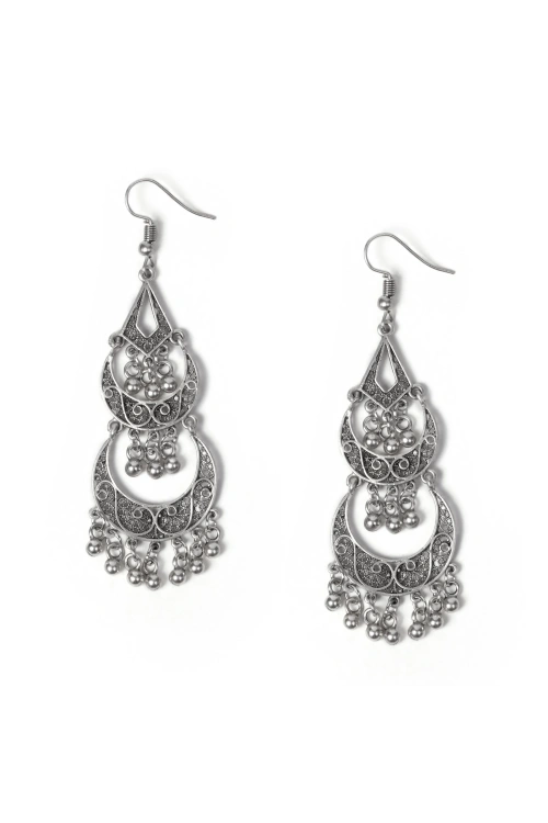 Beaded Tassel Geometric Earrings